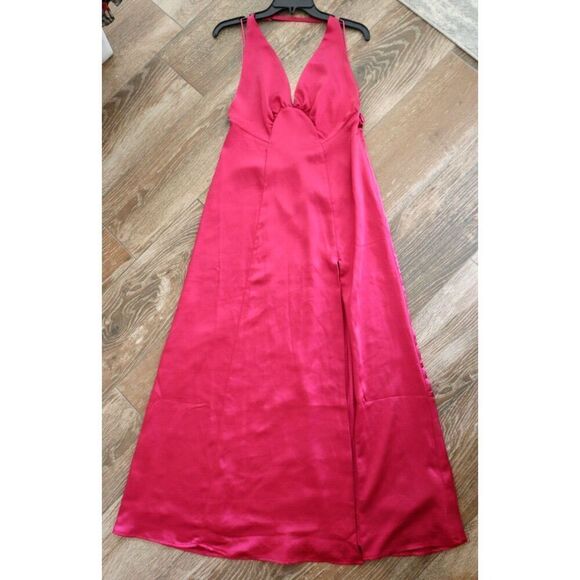 Free People OB1874583 Women's Sz Small Pink Satin Halter Low Back Maxi Dress - Picture 12 of 13